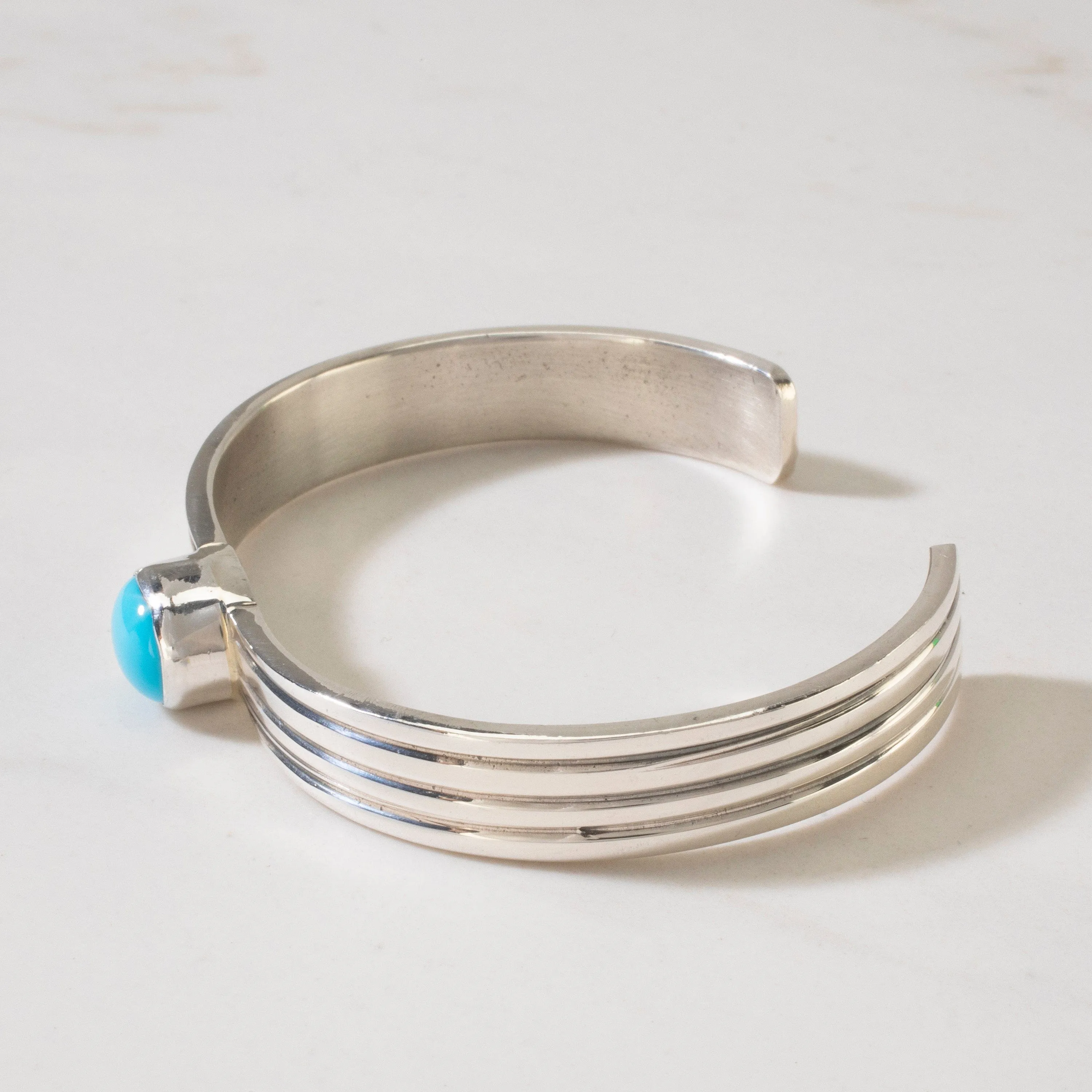 Livingston Sleeping Beauty Turquoise Navajo USA Native American Made 925 Sterling Silver Cuff