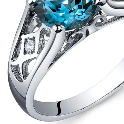 London Blue Topaz Round Cut Sterling Silver Ring Size 6