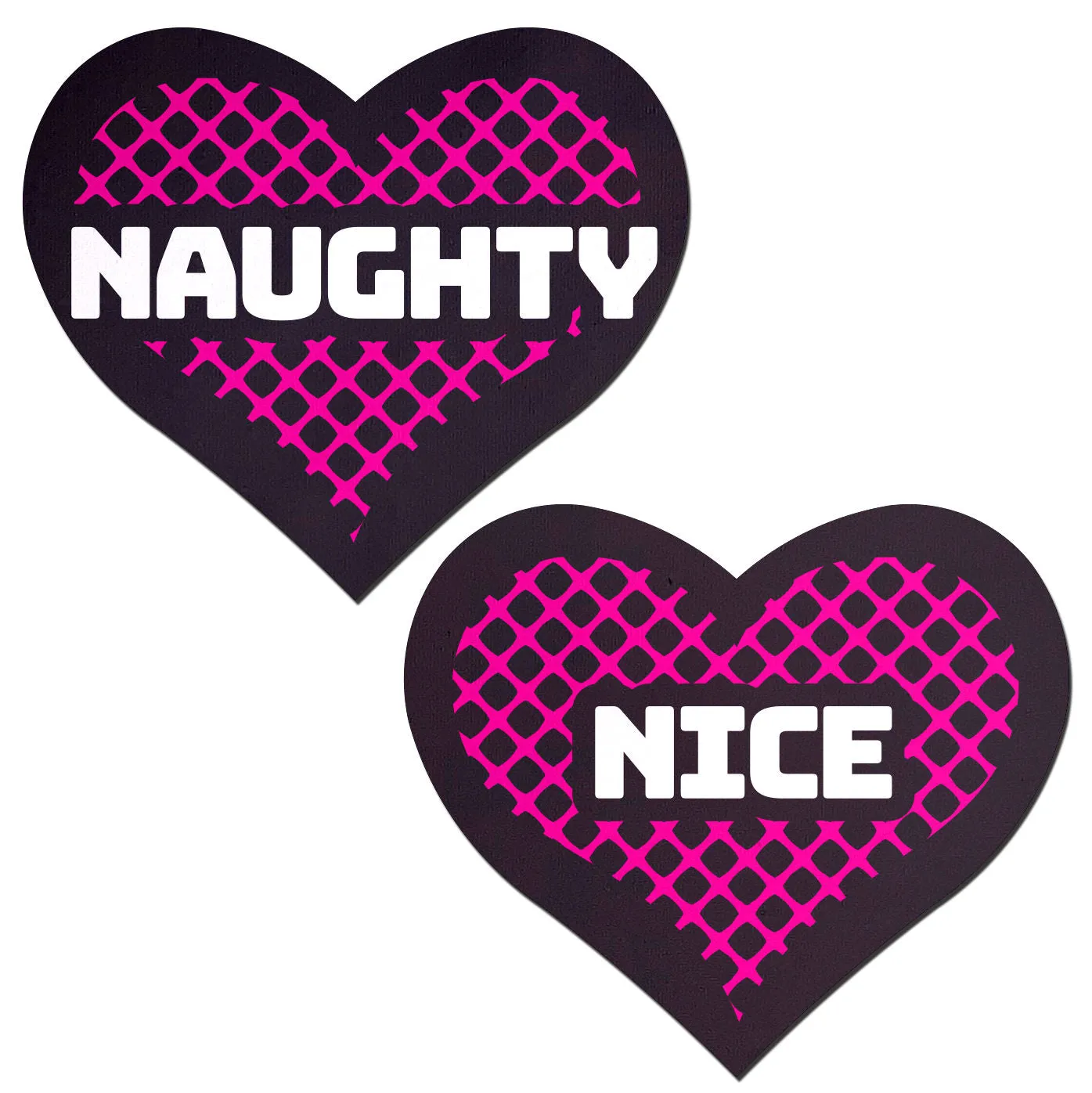 Love: Black and Pink Naughty and Nice Heart Nipple Pasties