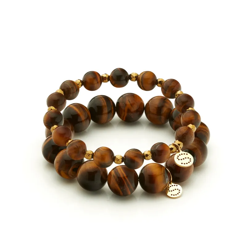 Luna Bracelet Set / Tiger's Eye   Gold