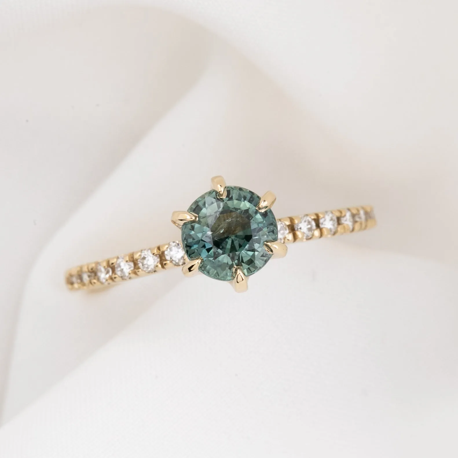 Maria Luxe Ring 1.29ct Light Green Montana Sapphire, 14k Yellow Gold (One of a kind)