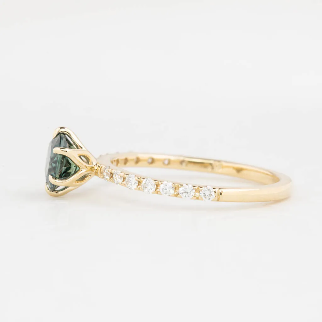 Maria Luxe Ring 1.29ct Light Green Montana Sapphire, 14k Yellow Gold (One of a kind)