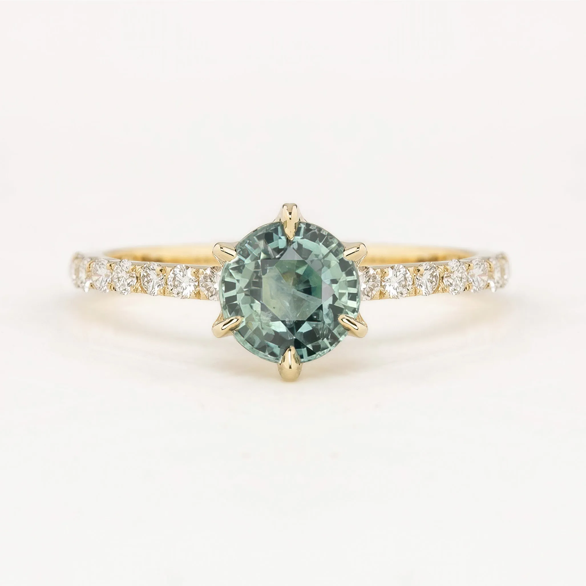 Maria Luxe Ring 1.29ct Light Green Montana Sapphire, 14k Yellow Gold (One of a kind)