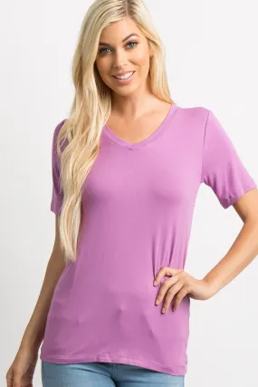 Mauve Basic V-Neck Top