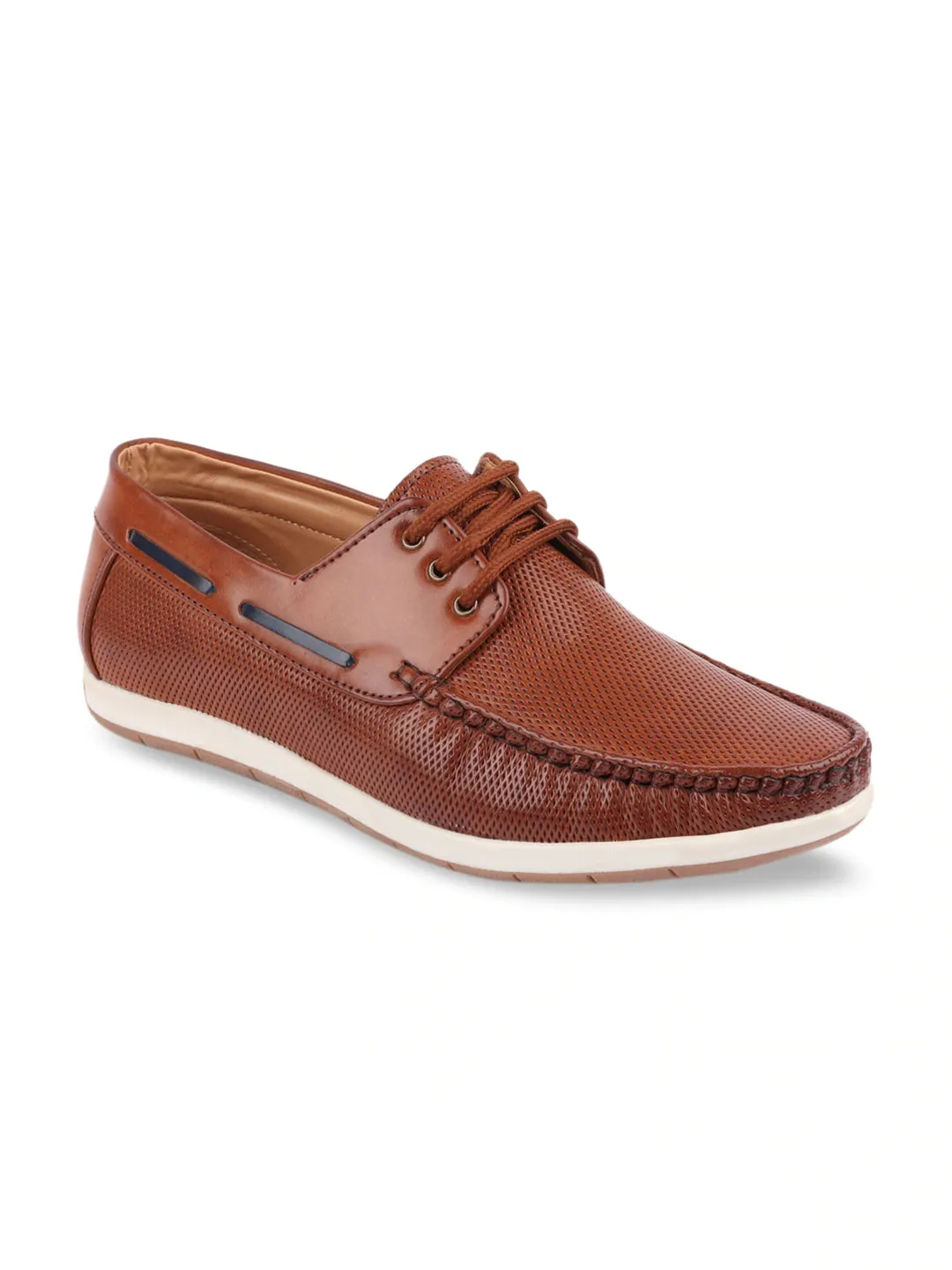 Men Brown Casual Lace-Up Boat Shoes