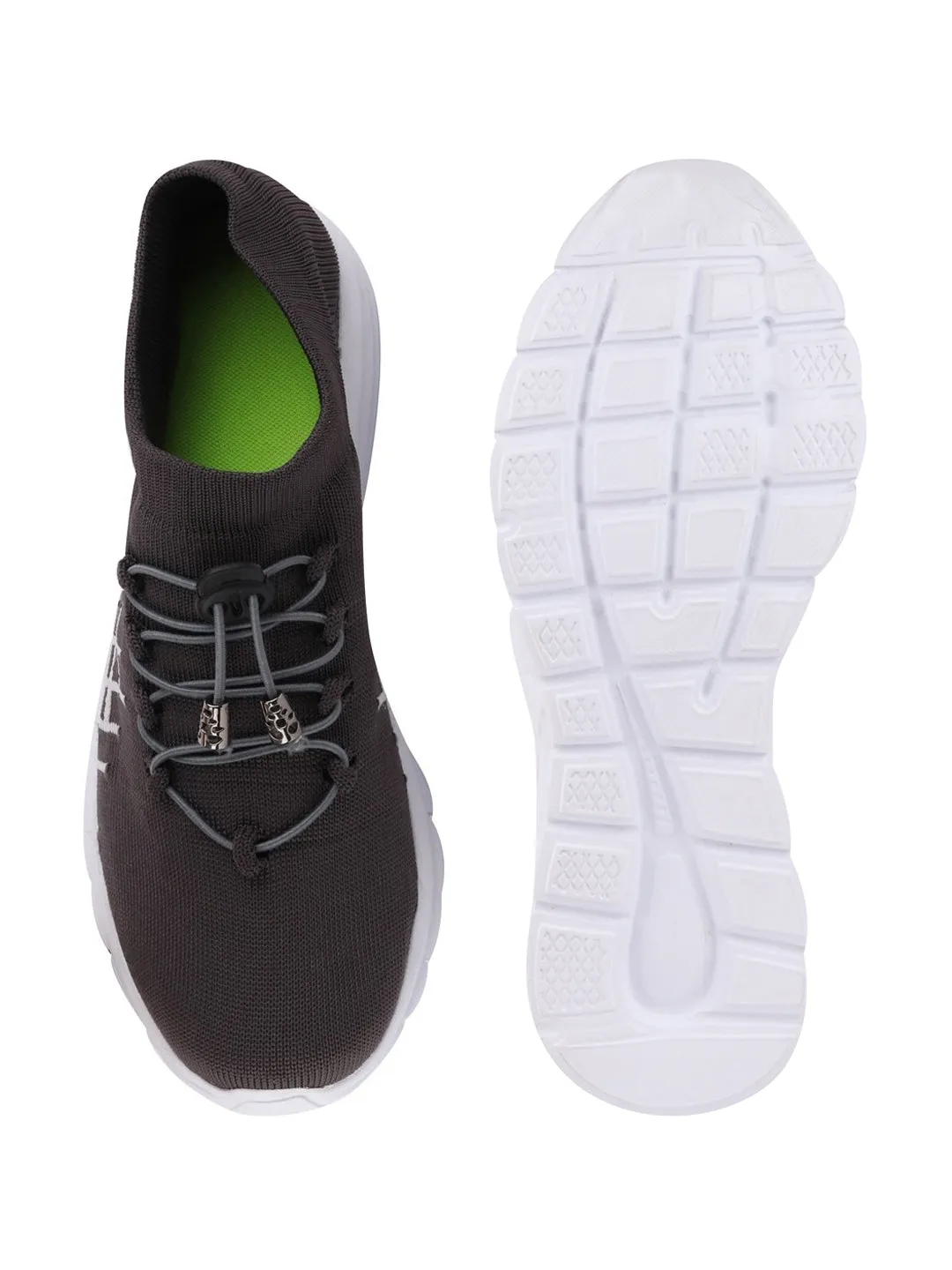 Men Grey Sports Lace-Up Walking Shoes