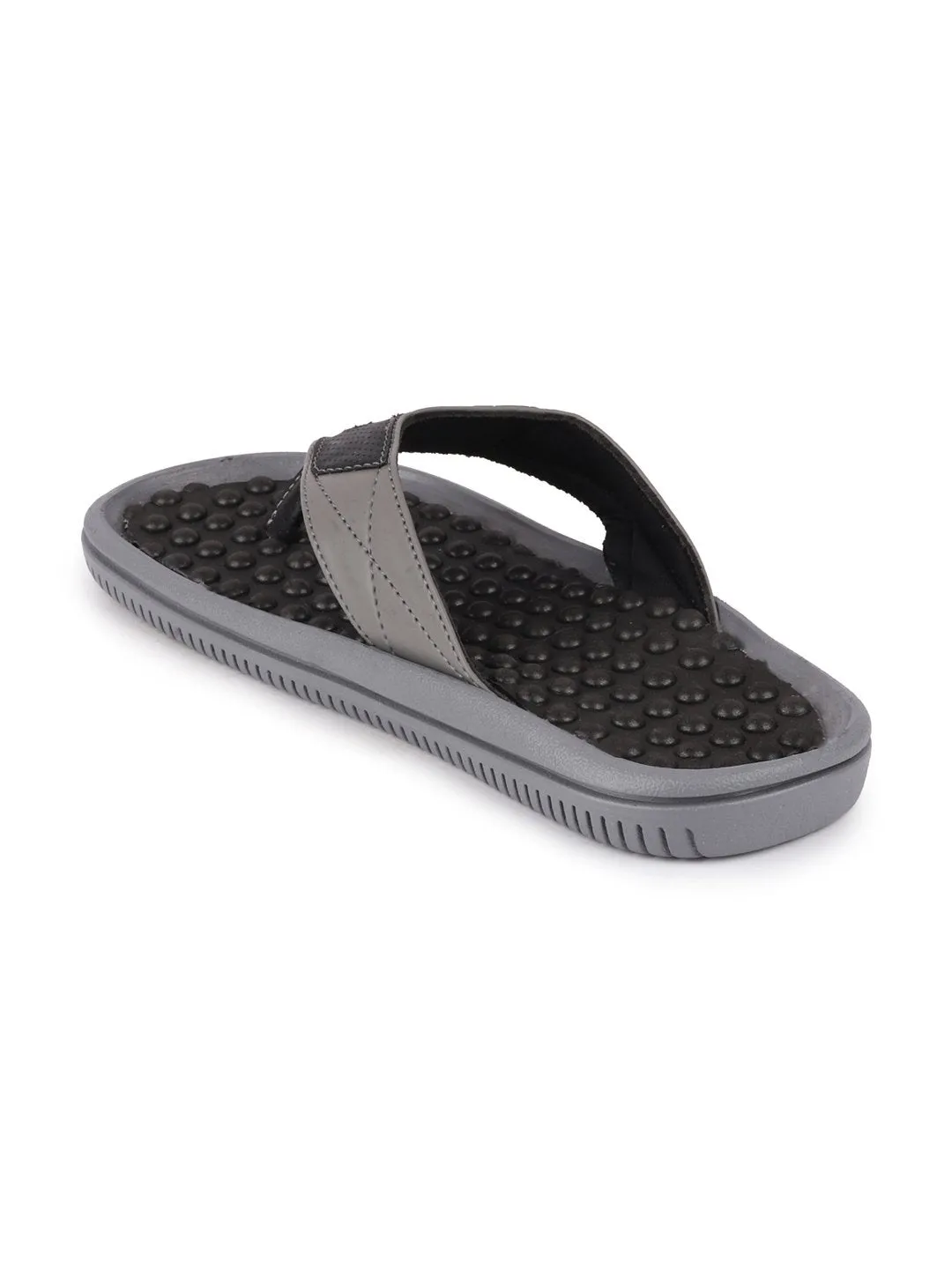 Men Grey/Black Casual Slip-On Slippers