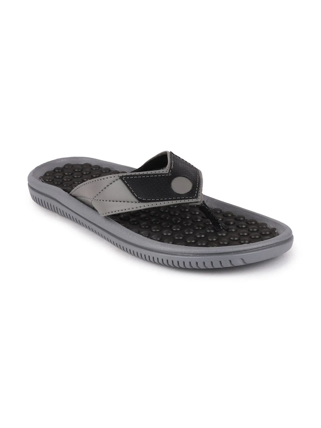 Men Grey/Black Casual Slip-On Slippers