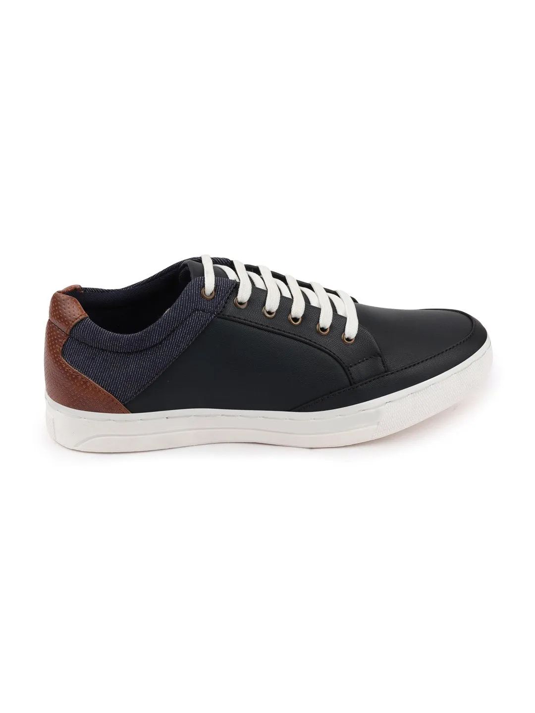 Men Navy Blue Classic Lace Up Sneakers