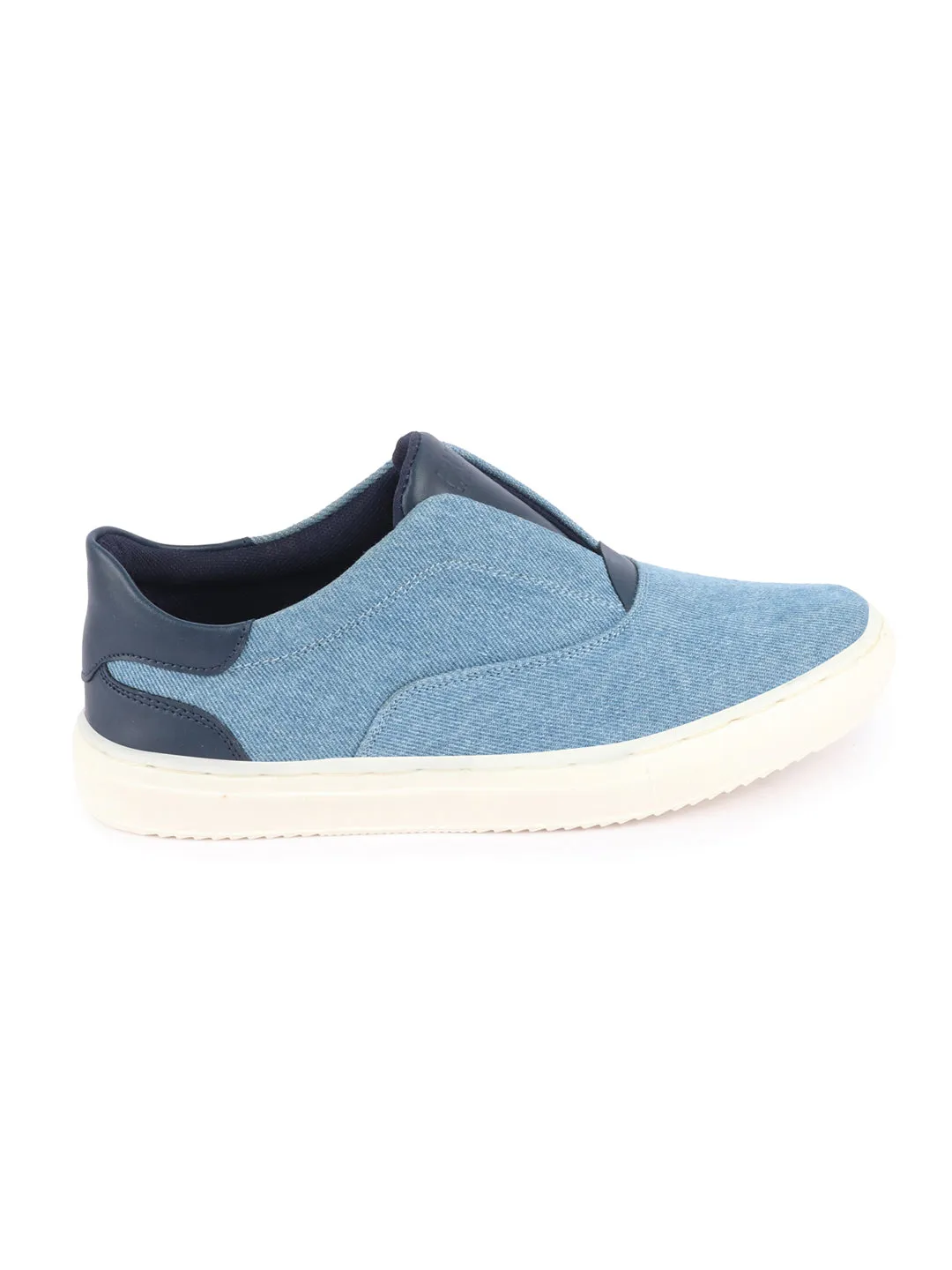 Men Sky Blue Classic Upper Denim Comfort No Touch Slip On Canvas Sneakers Shoes