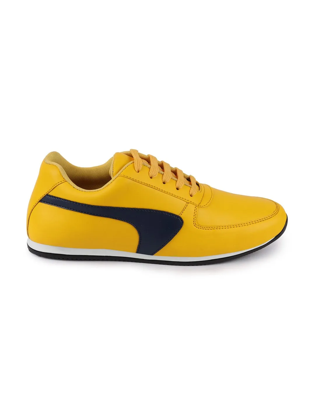 Men Yellow Trendy Lace Up Sneakers