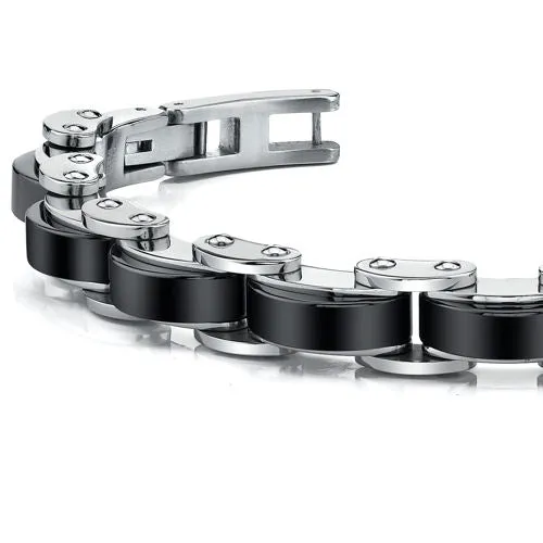 Men's Black Links Chain Stainless Steel Bracelet