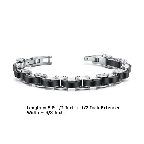 Men's Black Links Chain Stainless Steel Bracelet