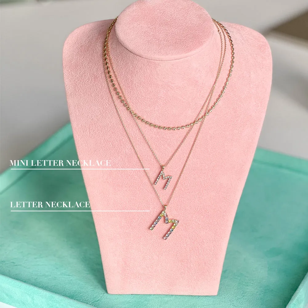 Mini Letter Necklace H / Crystal