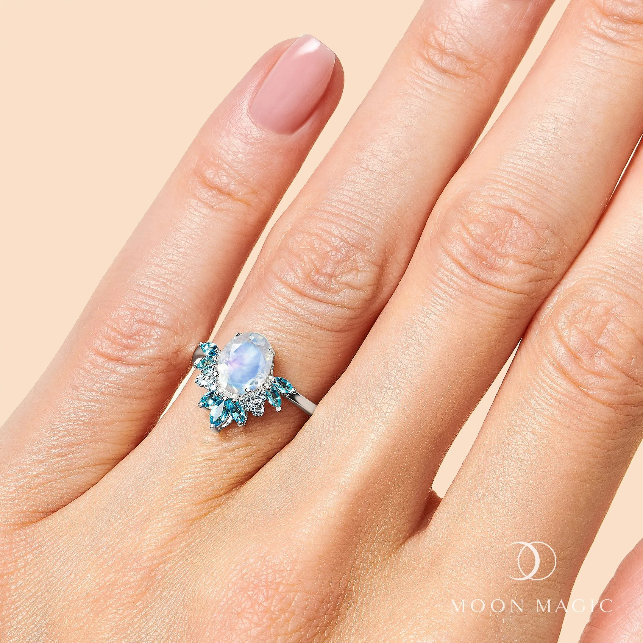 Moonstone Blue Topaz Ring - Manon