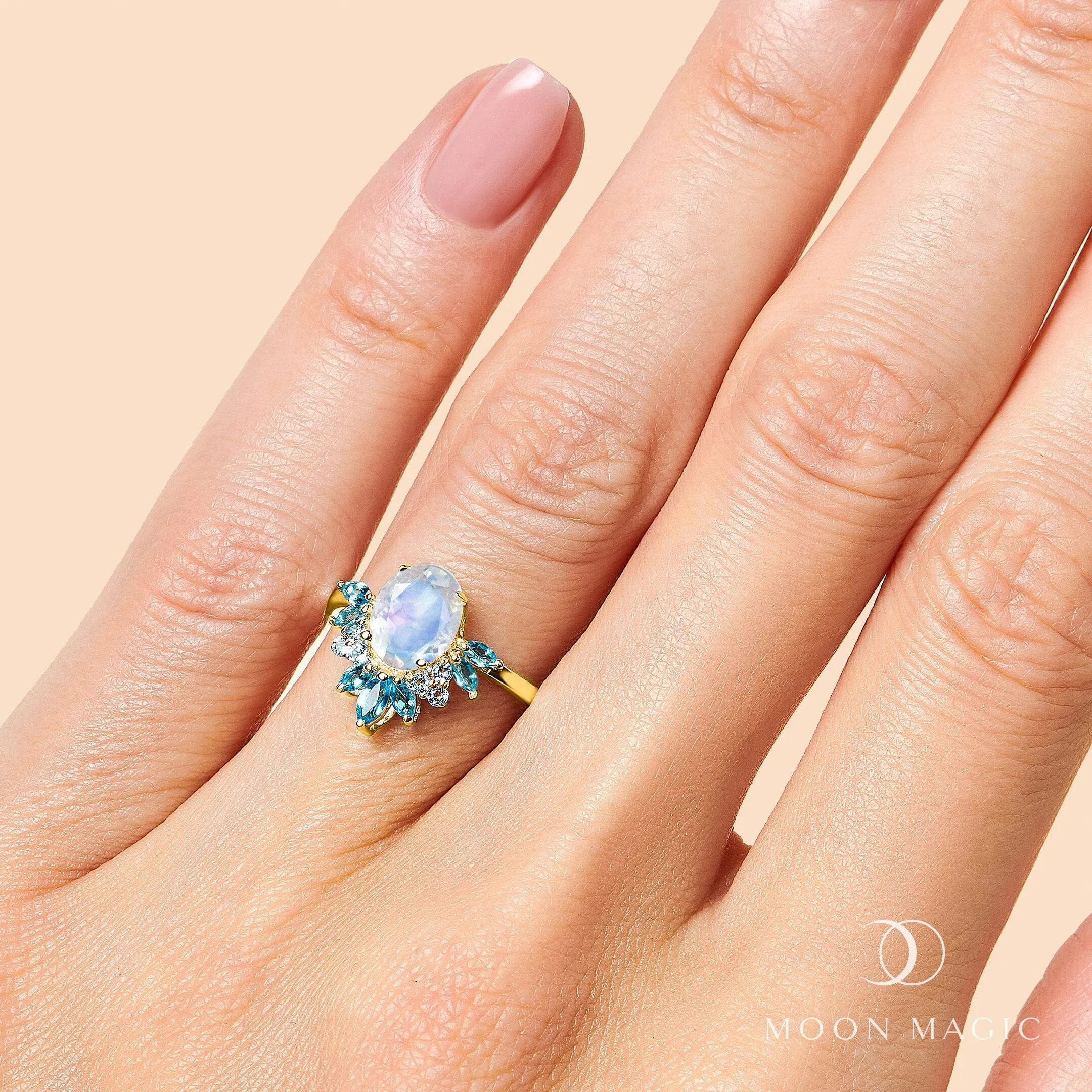 Moonstone Blue Topaz Ring - Manon