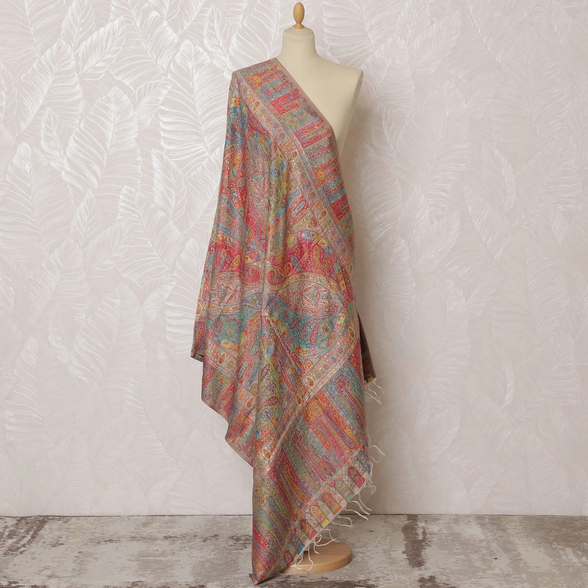 Multicolor Silk Jacquard Dupatta with Intricate Paisley Design – 235 X 95 Cms, India-D20311