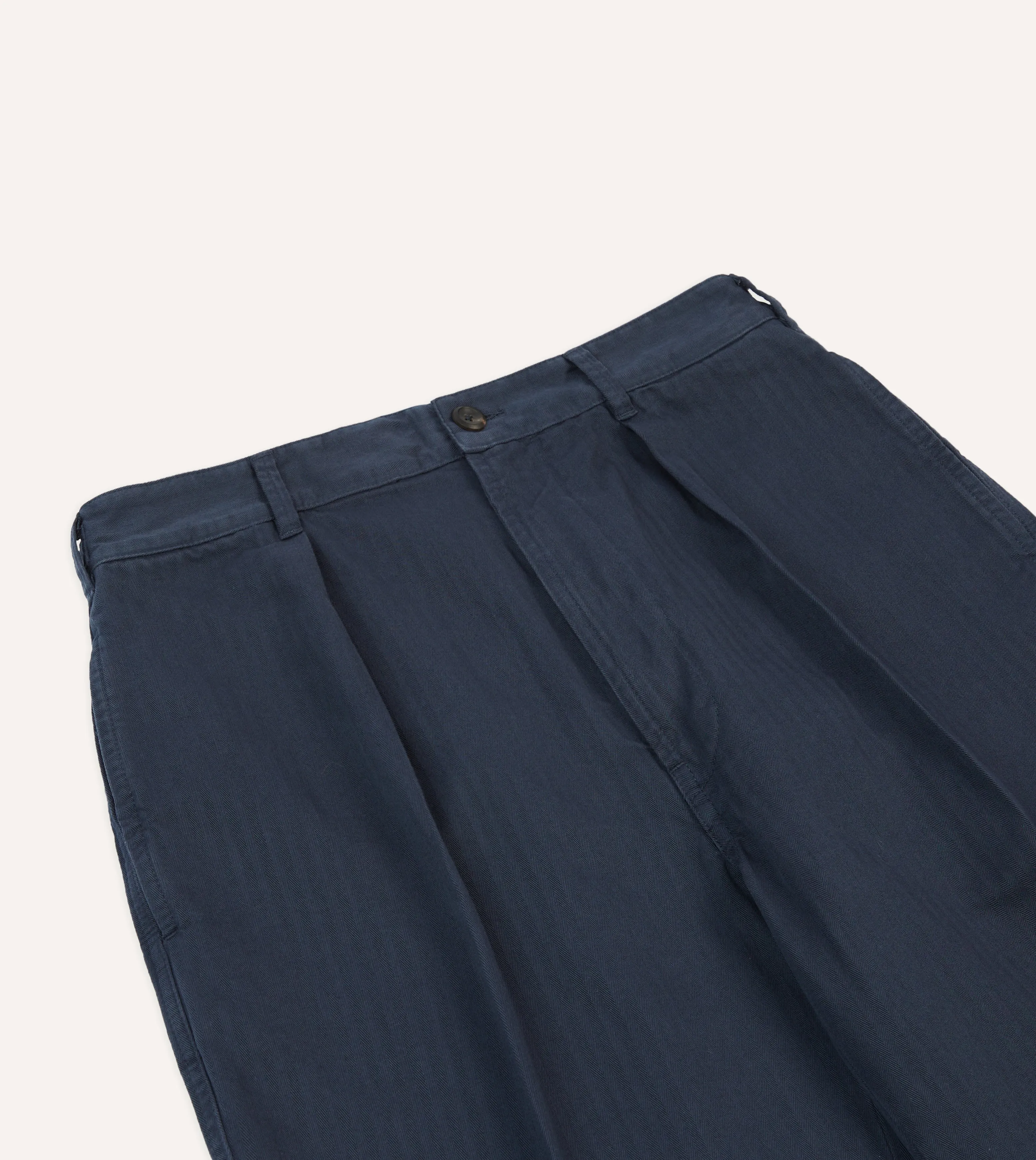 Navy Herringbone Cotton Games Trousers