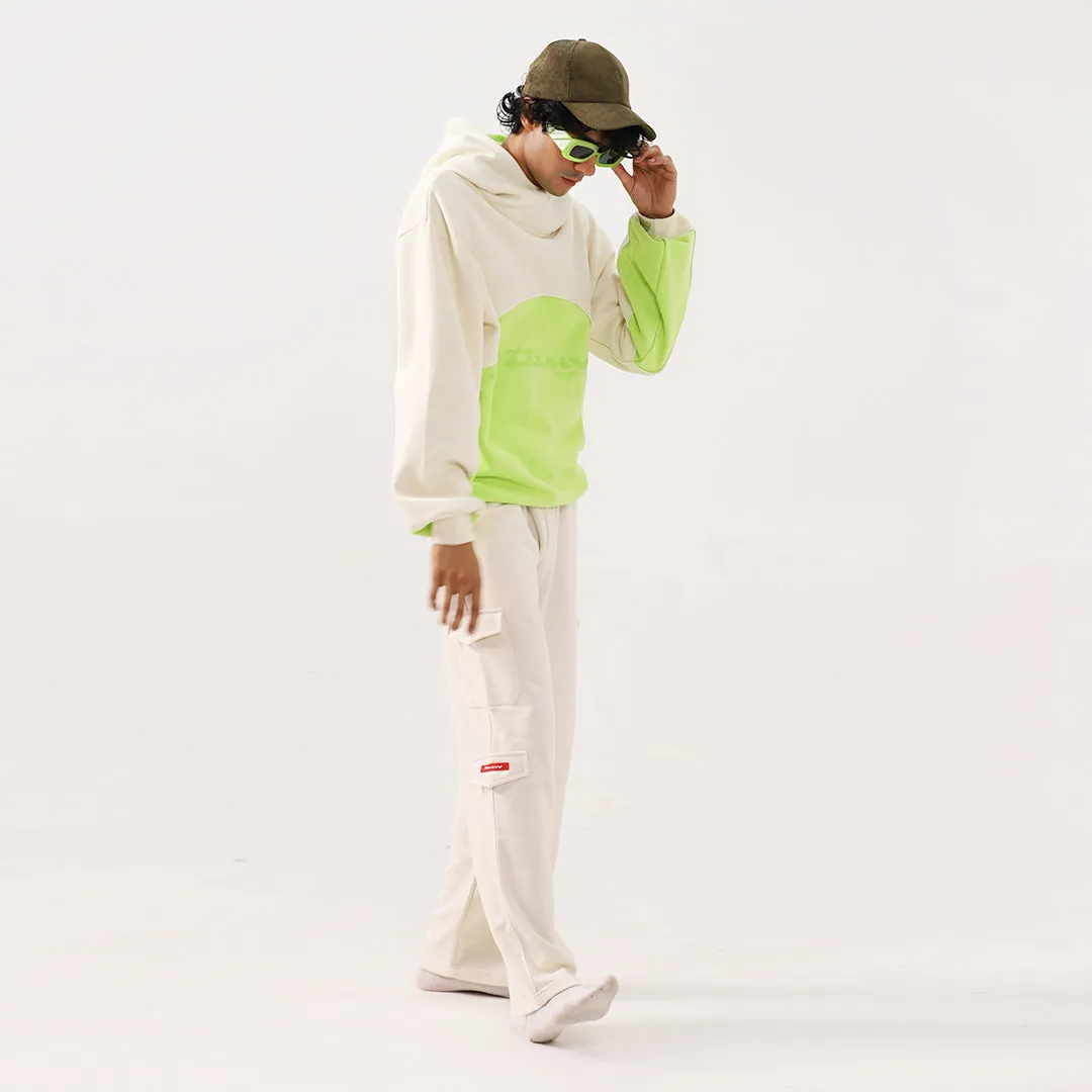 Neon Oversized Boxy Funnel Spliced Hoodie