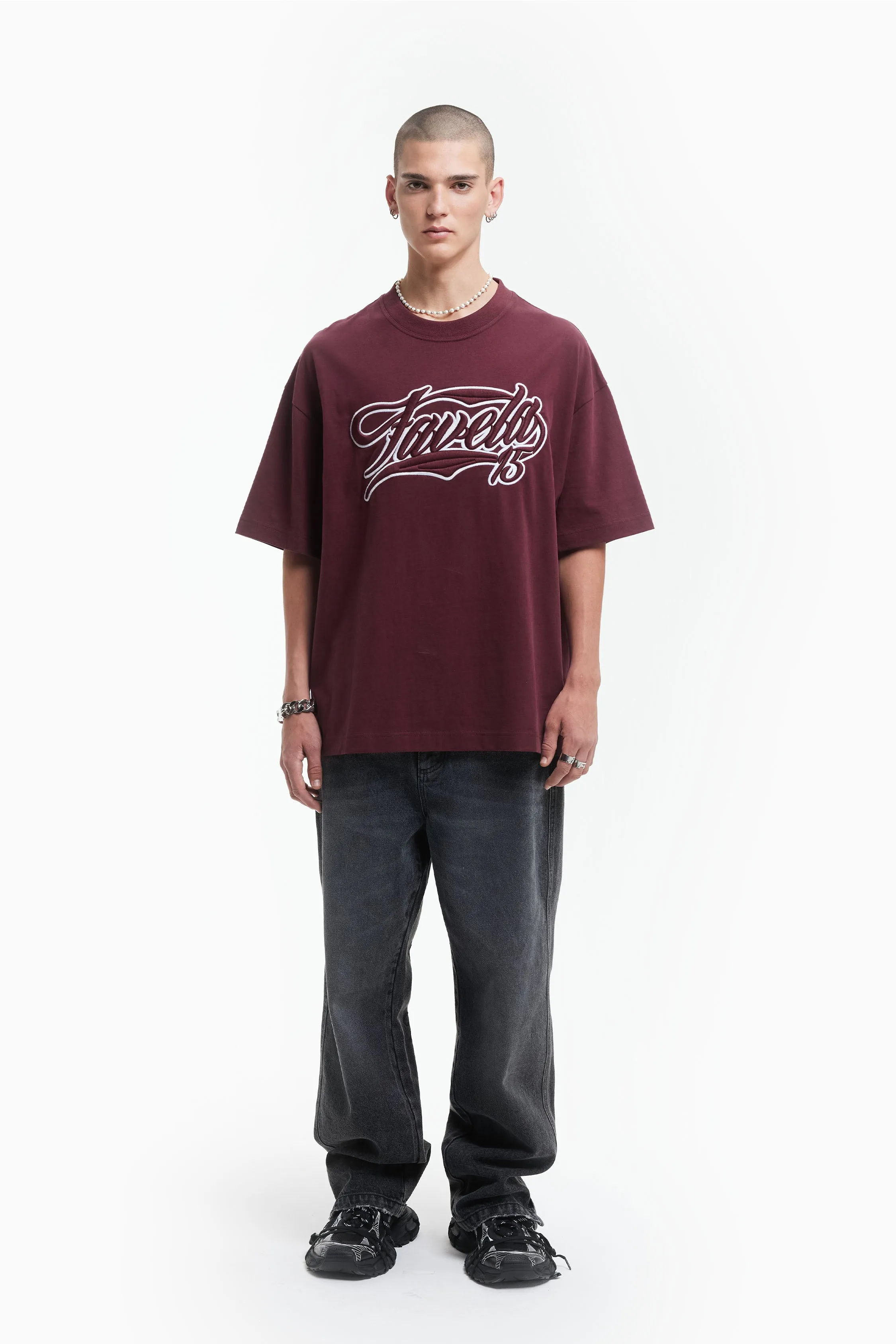 NEW 3D COLLEGE BURGUNDY T-SHIRT