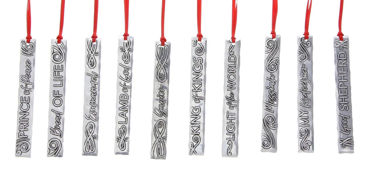 NEW! Names of Jesus Icicle Ornament Set (10 Pieces) by Wendell August Made in USA 1JESUS034S10