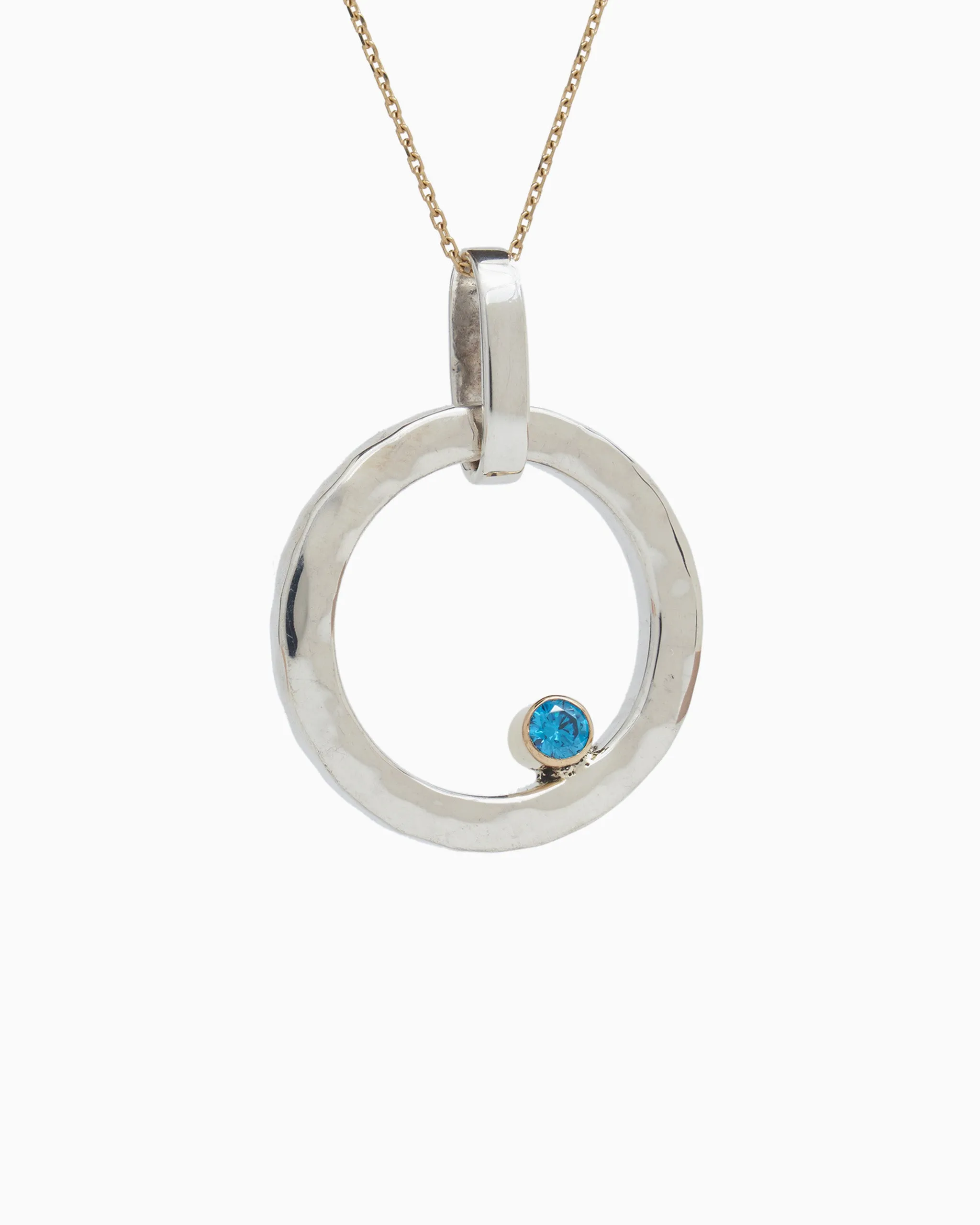 One Love Pendant with Stone - Blue Zircon