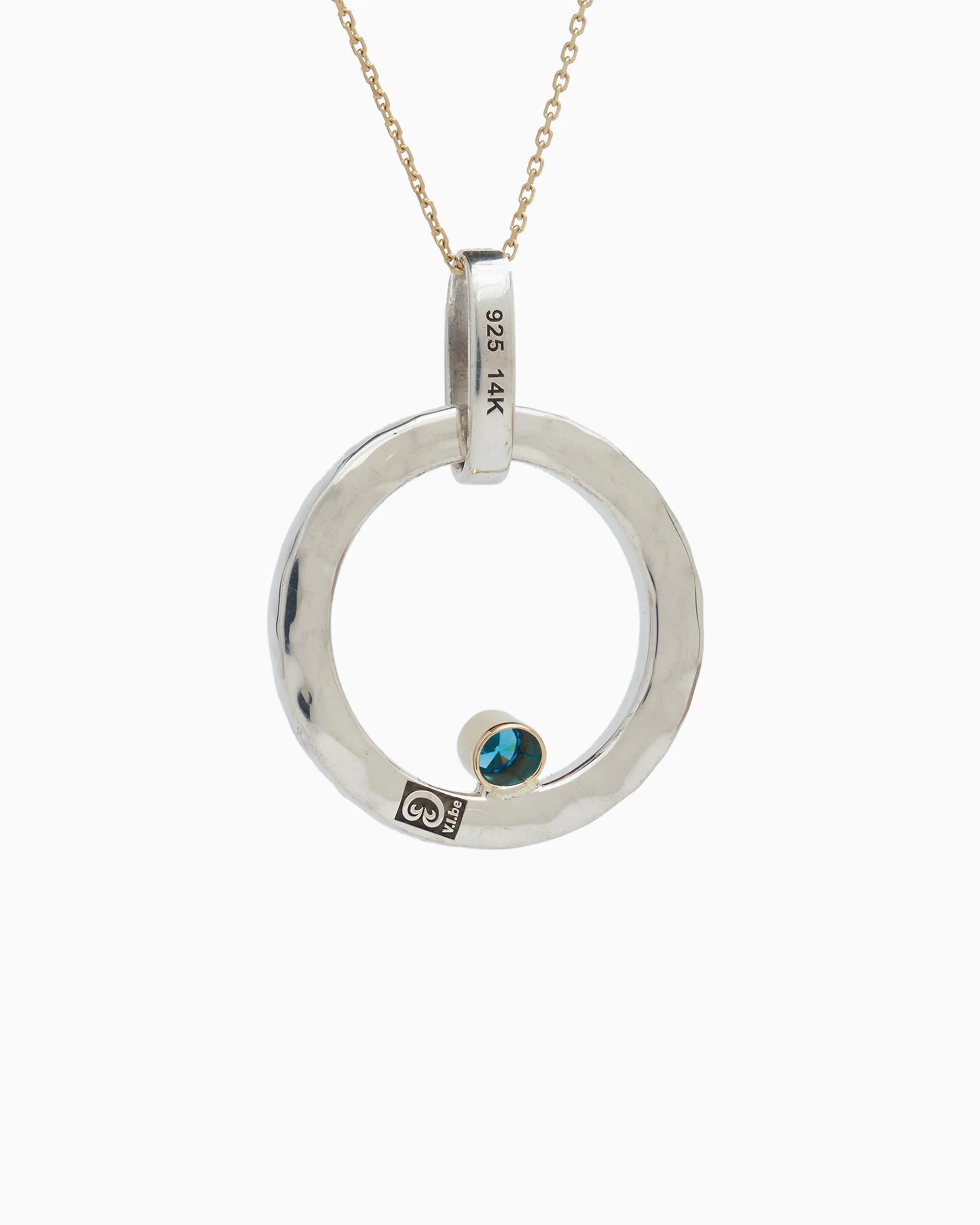 One Love Pendant with Stone - Blue Zircon