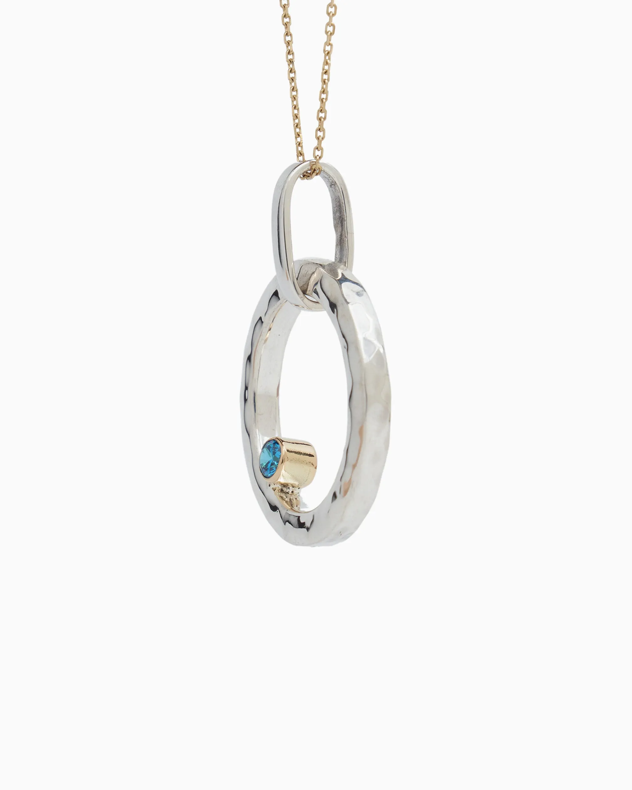 One Love Pendant with Stone - Blue Zircon