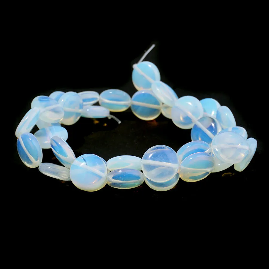 Opalite (Synthetic) 12mm Puff Coin - 15-16 inch - CLEARANCE