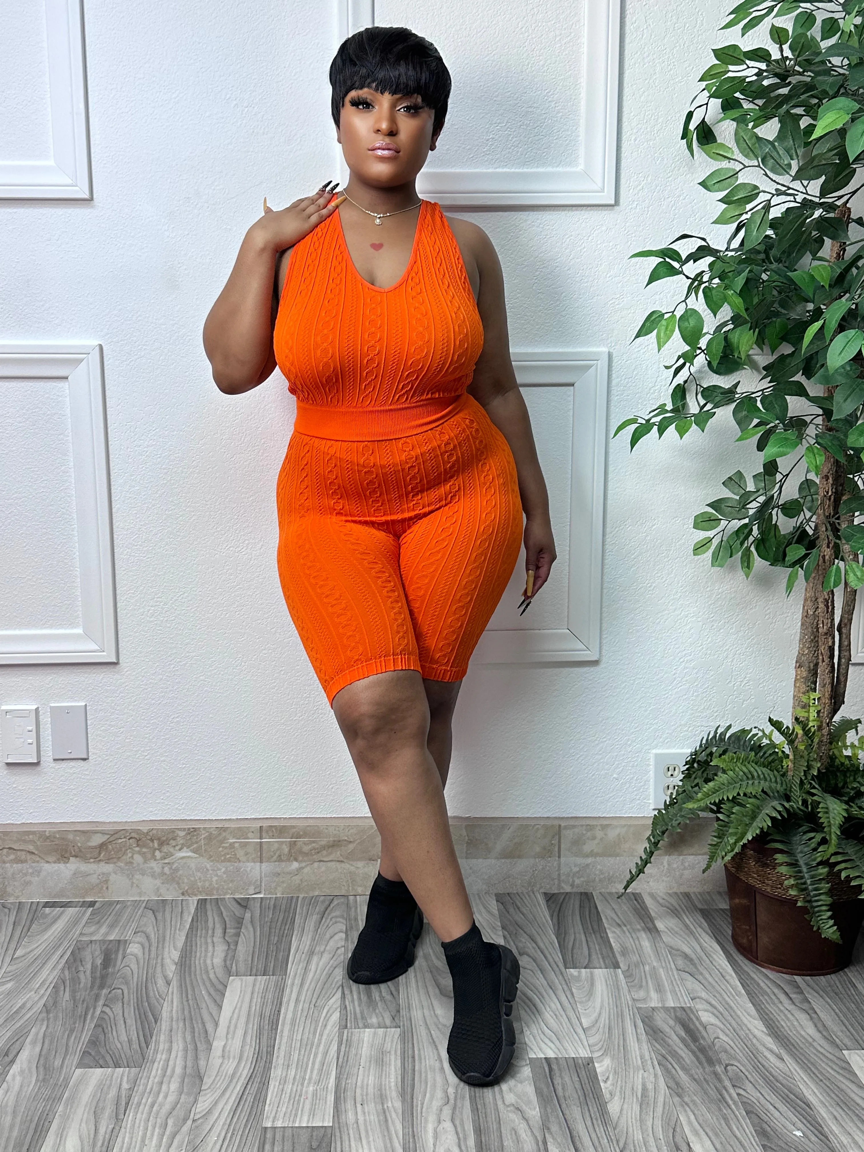 Orange ceda 2pcs Short Set