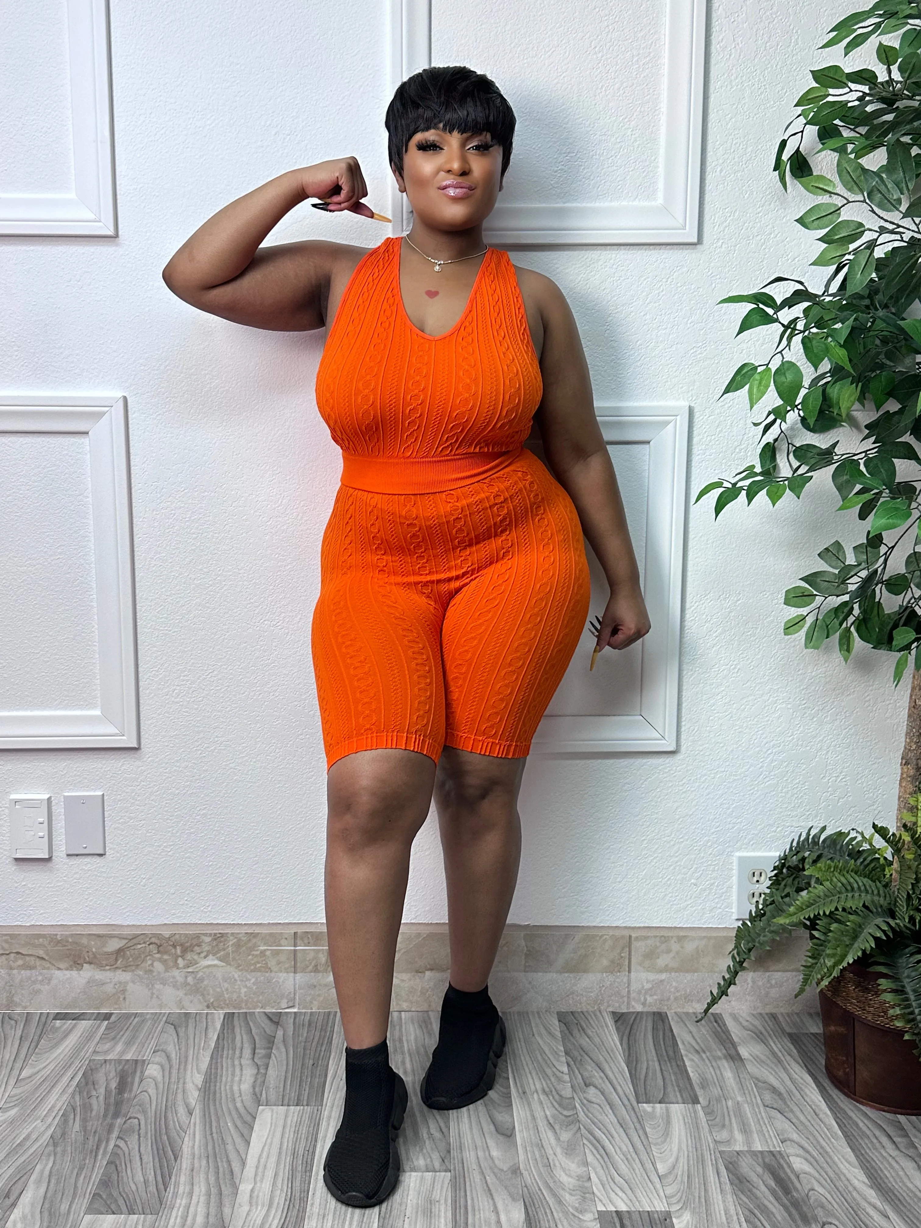 Orange ceda 2pcs Short Set