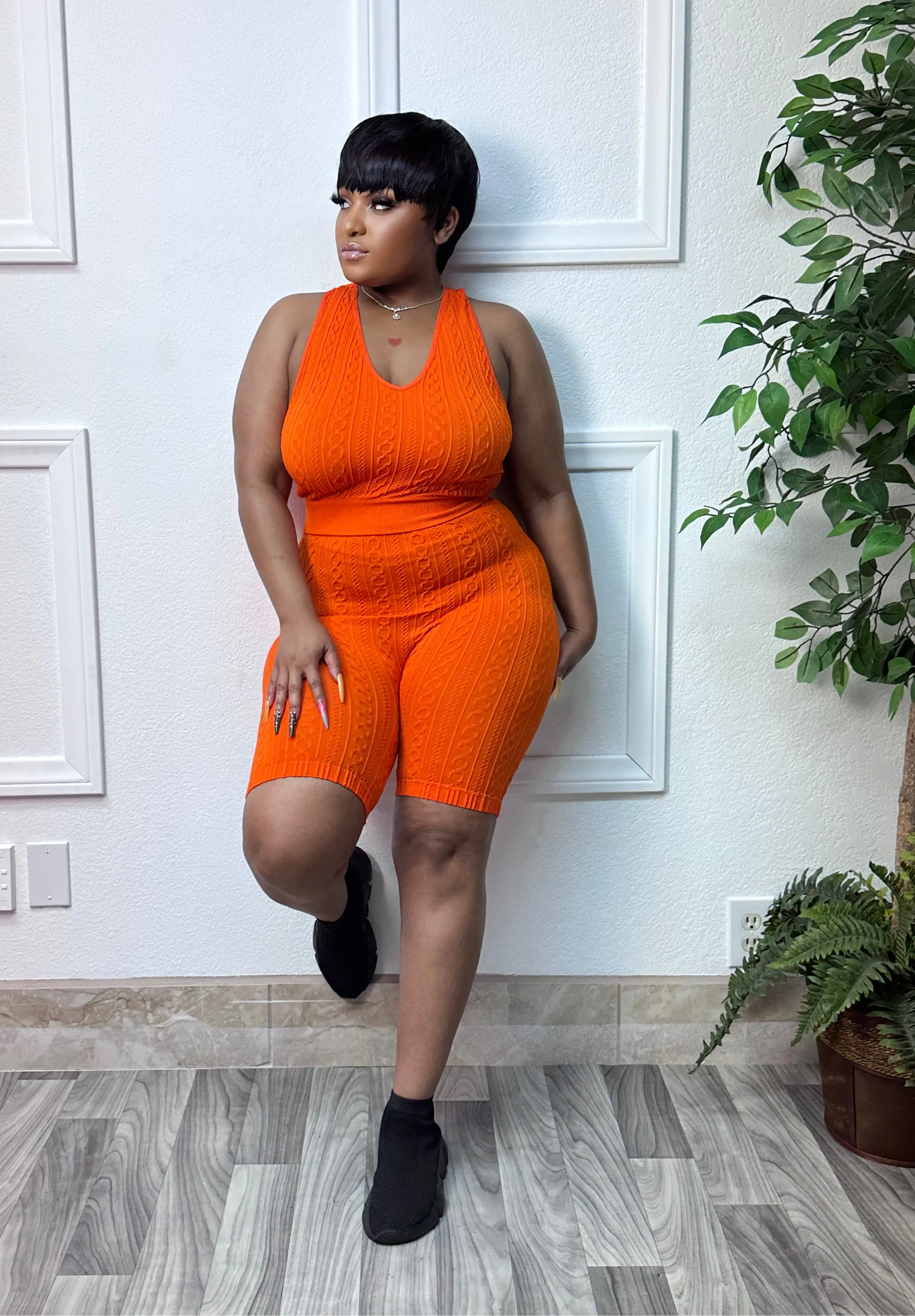 Orange ceda 2pcs Short Set