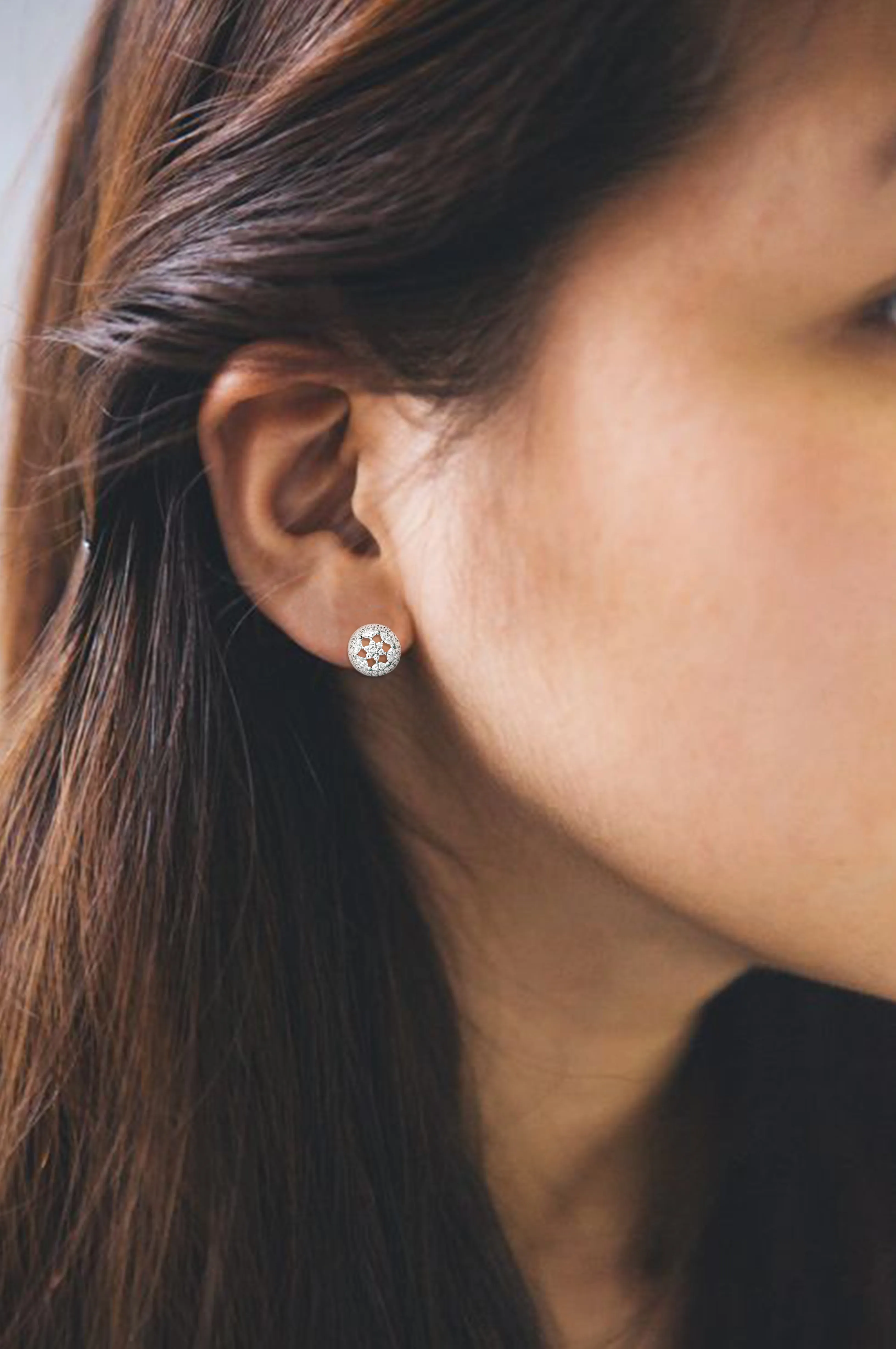 Ornate Flower Sterling Silver Earrings