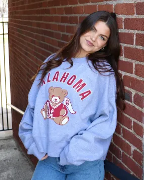 OU Bear Gray Oversized Crew Sweatshirt