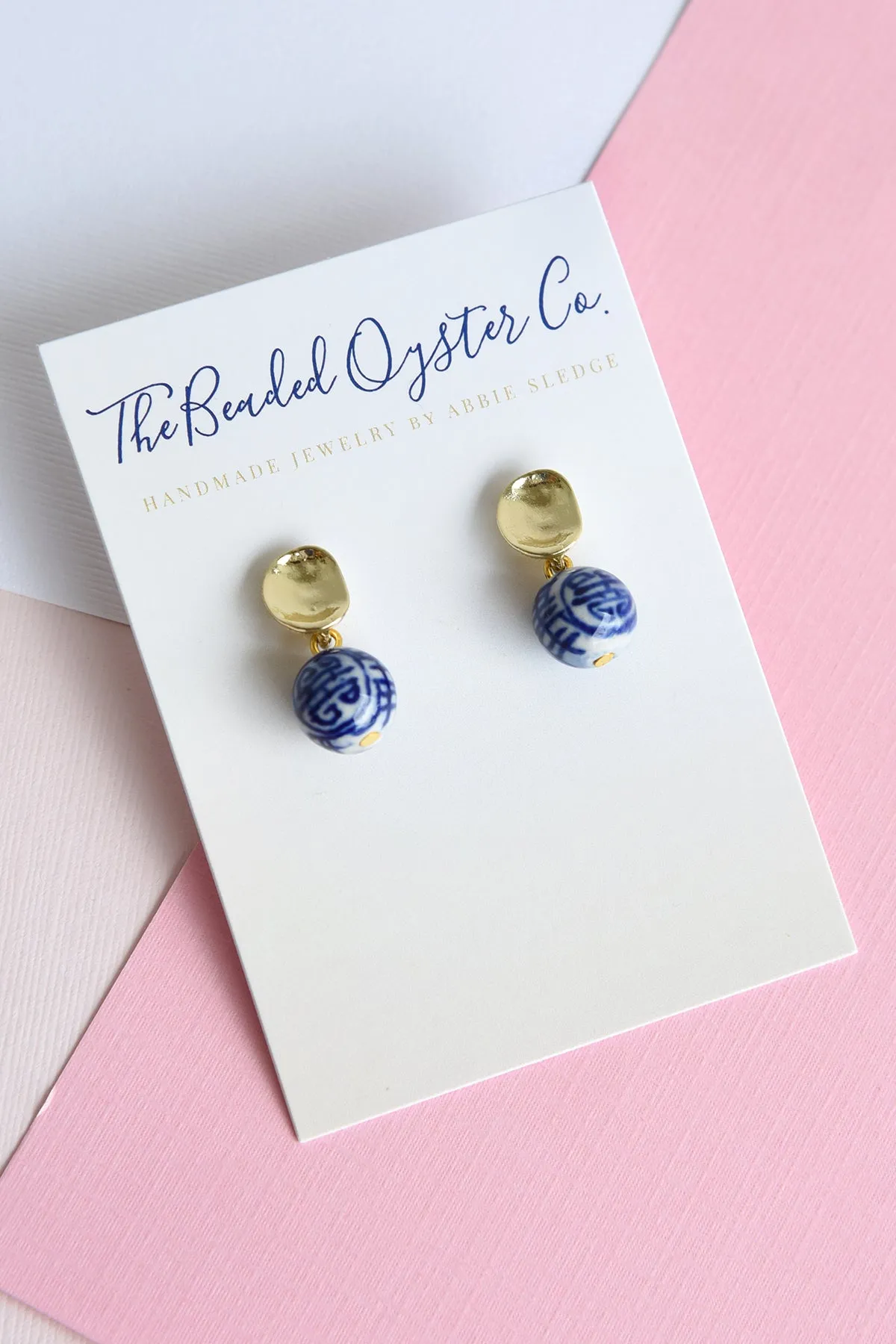 OVAL STUD CHINOISERIE EARRINGS