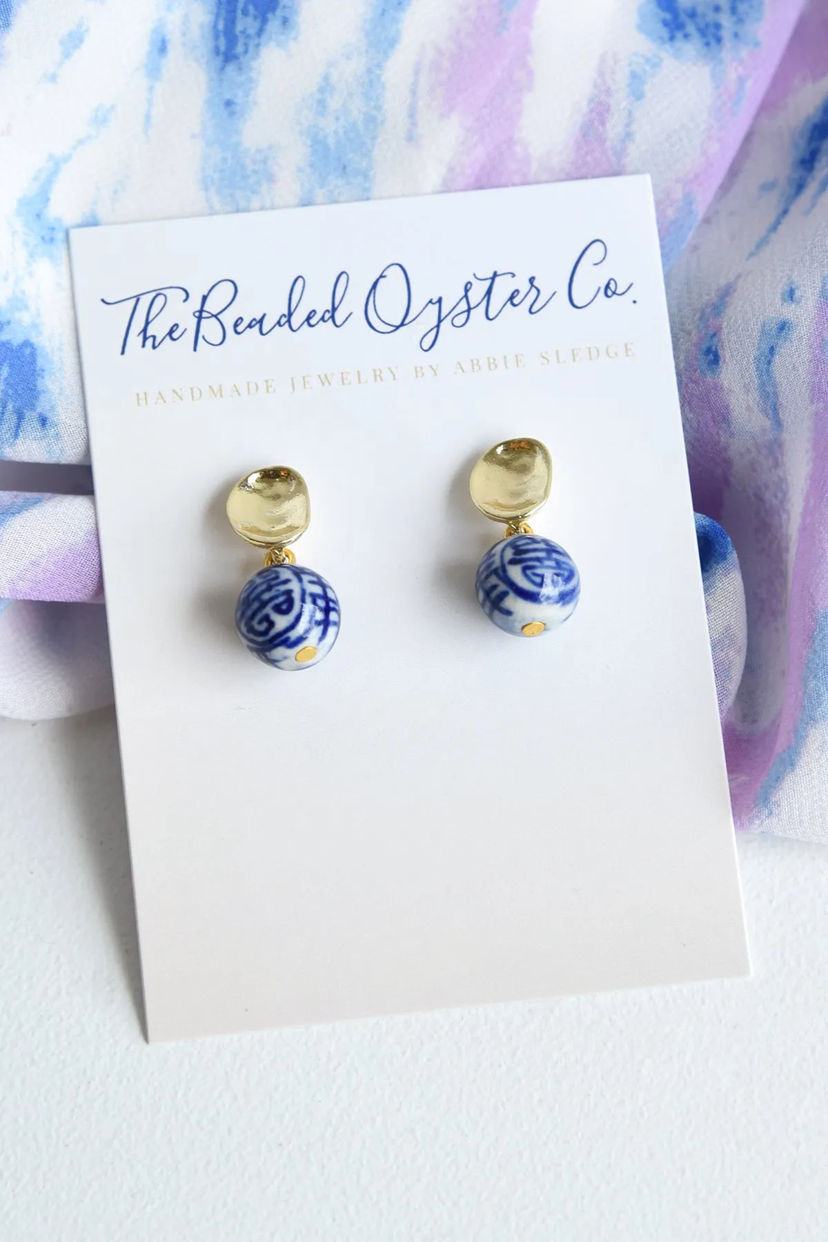 OVAL STUD CHINOISERIE EARRINGS