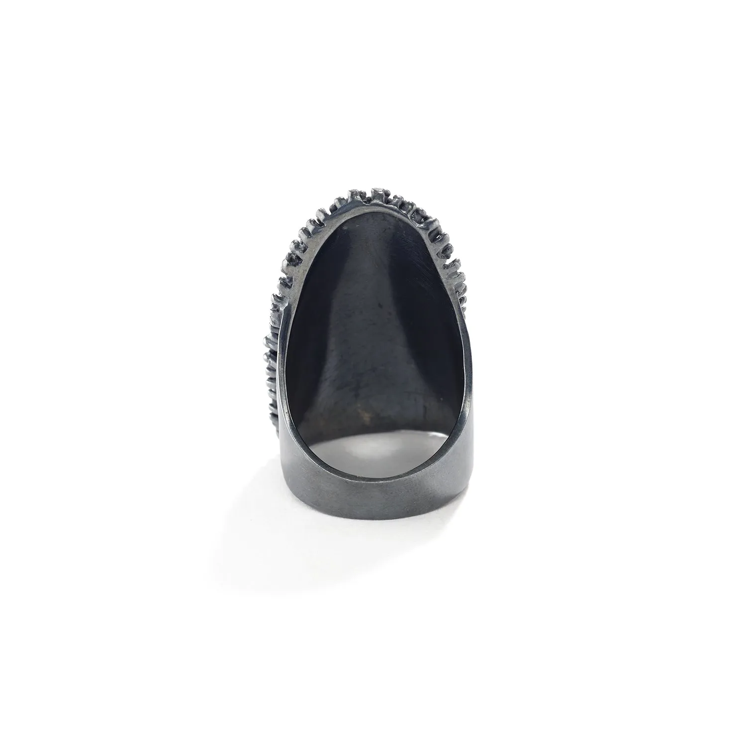 Oxidized Silver Water Droplet Ring