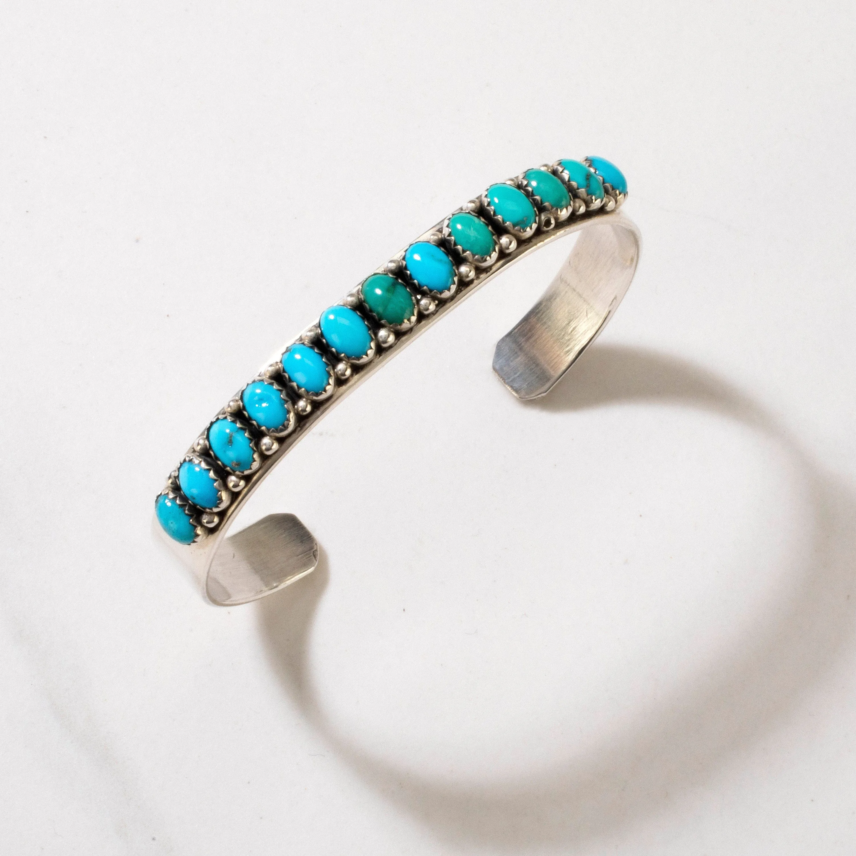 Patrick Yazzie Genuine Turquoise Navajo USA Native American Made 925 Sterling Silver Cuff