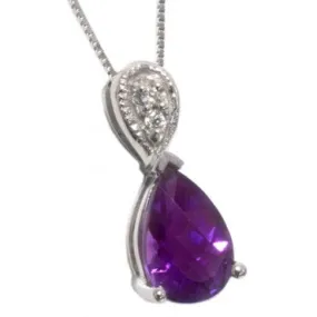 Pear shaped Amethyst and Diamond pendant