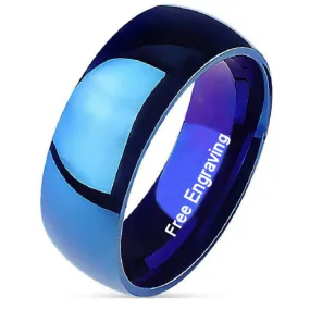 Personalized Men's Blue Wedding Band - Engraved Blue Wedding Ring