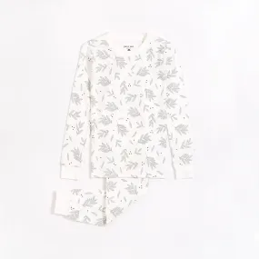 Petit Lem 2pc PJ Set w/Leaf Print _Off White 22HRS62418B-2