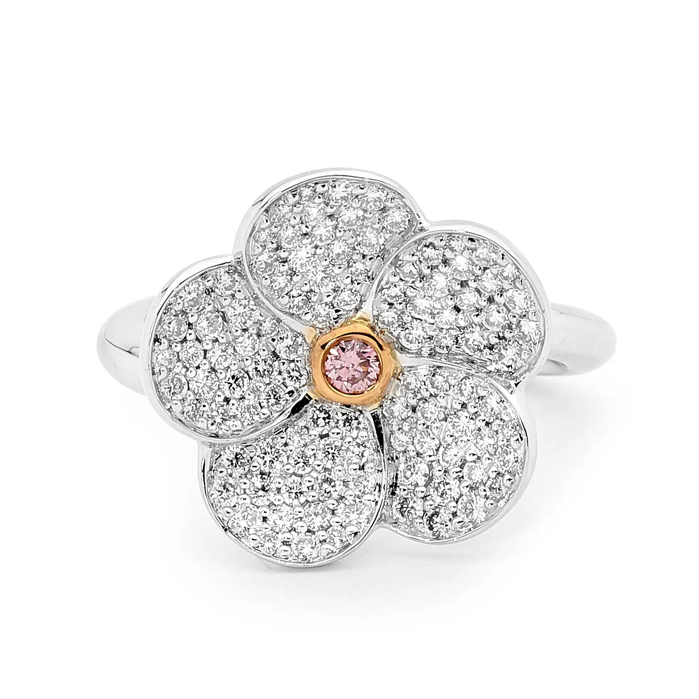 Pink Diamond Flower Ring