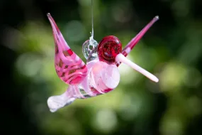 Pink Glass Hummingbird with Infused Ash