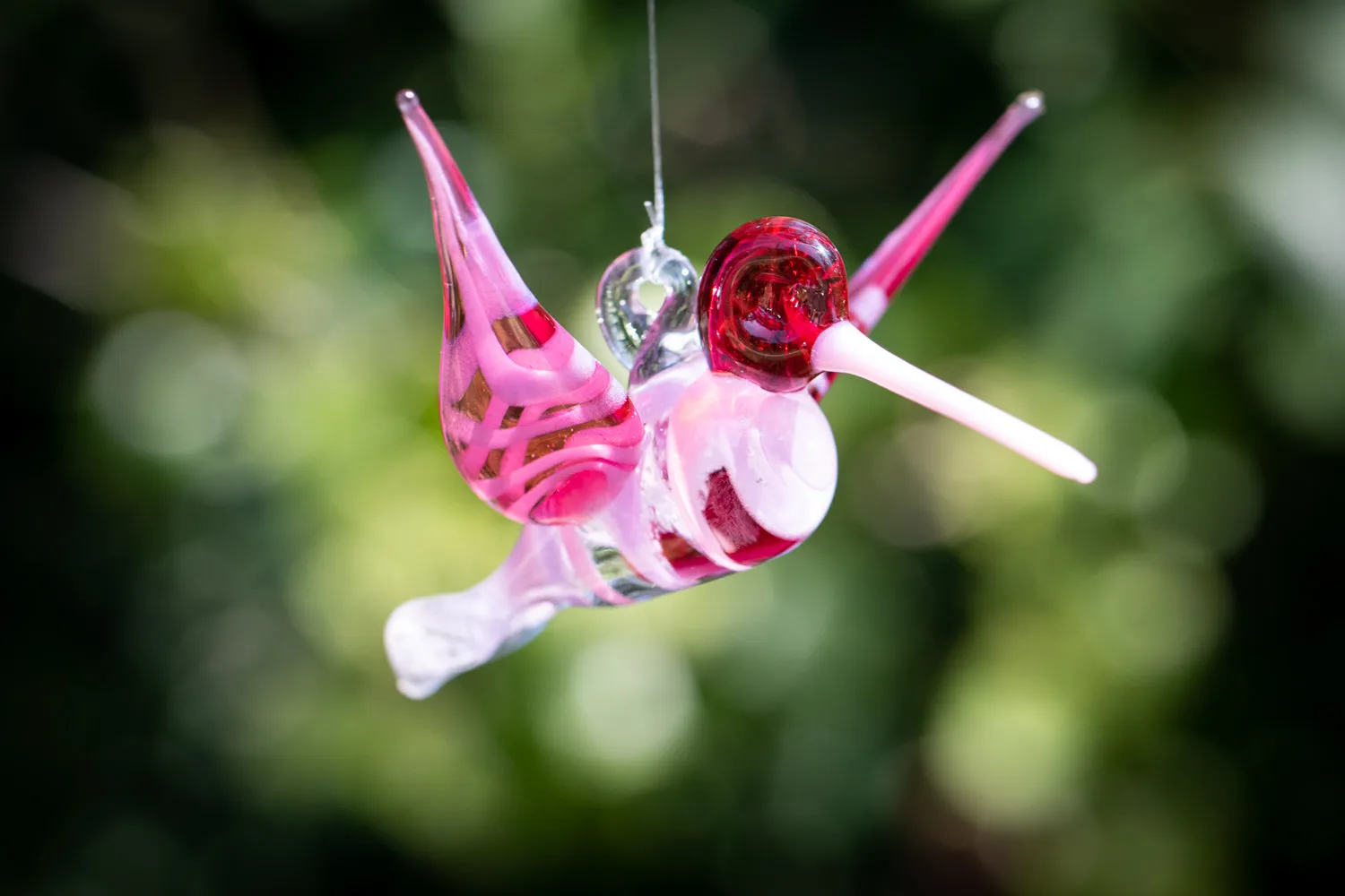 Pink Glass Hummingbird with Infused Ash