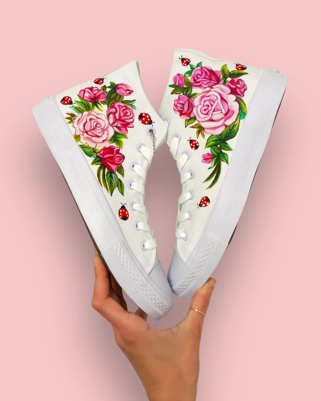 Pink Roses Hand Painted Shoes