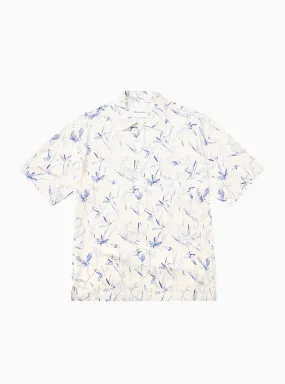 Printed Shirt Ecru & Blue