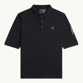 RAF SIMONS X FP PRINTED OVER SIZED POLO SHIRT BLACK