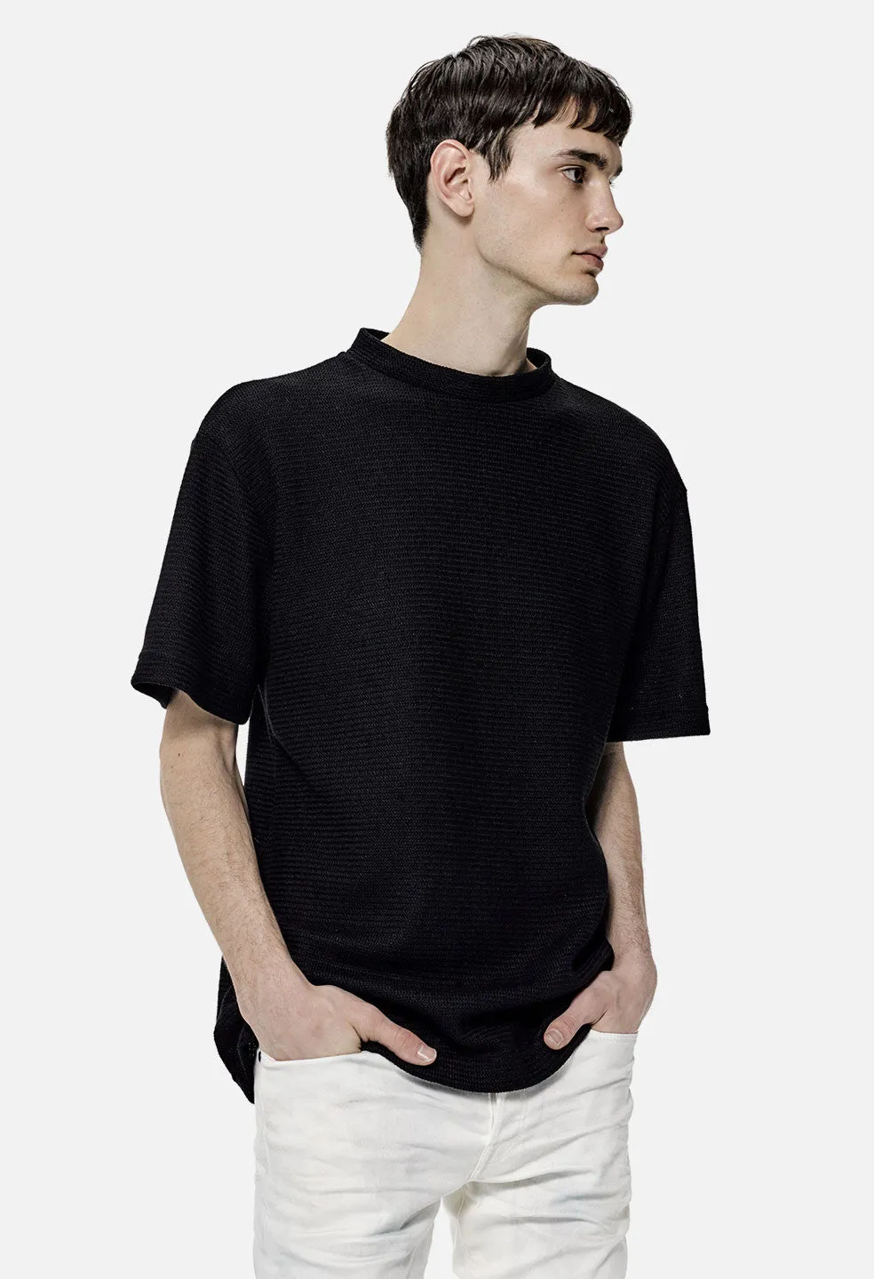 Raschel Mock Tee / Black