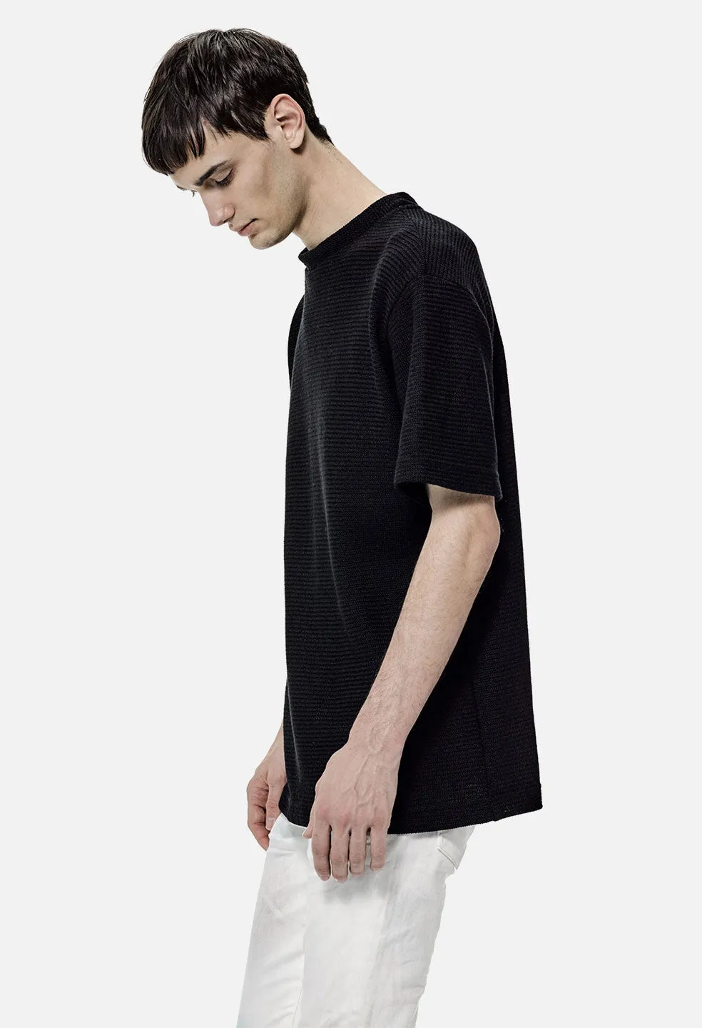 Raschel Mock Tee / Black