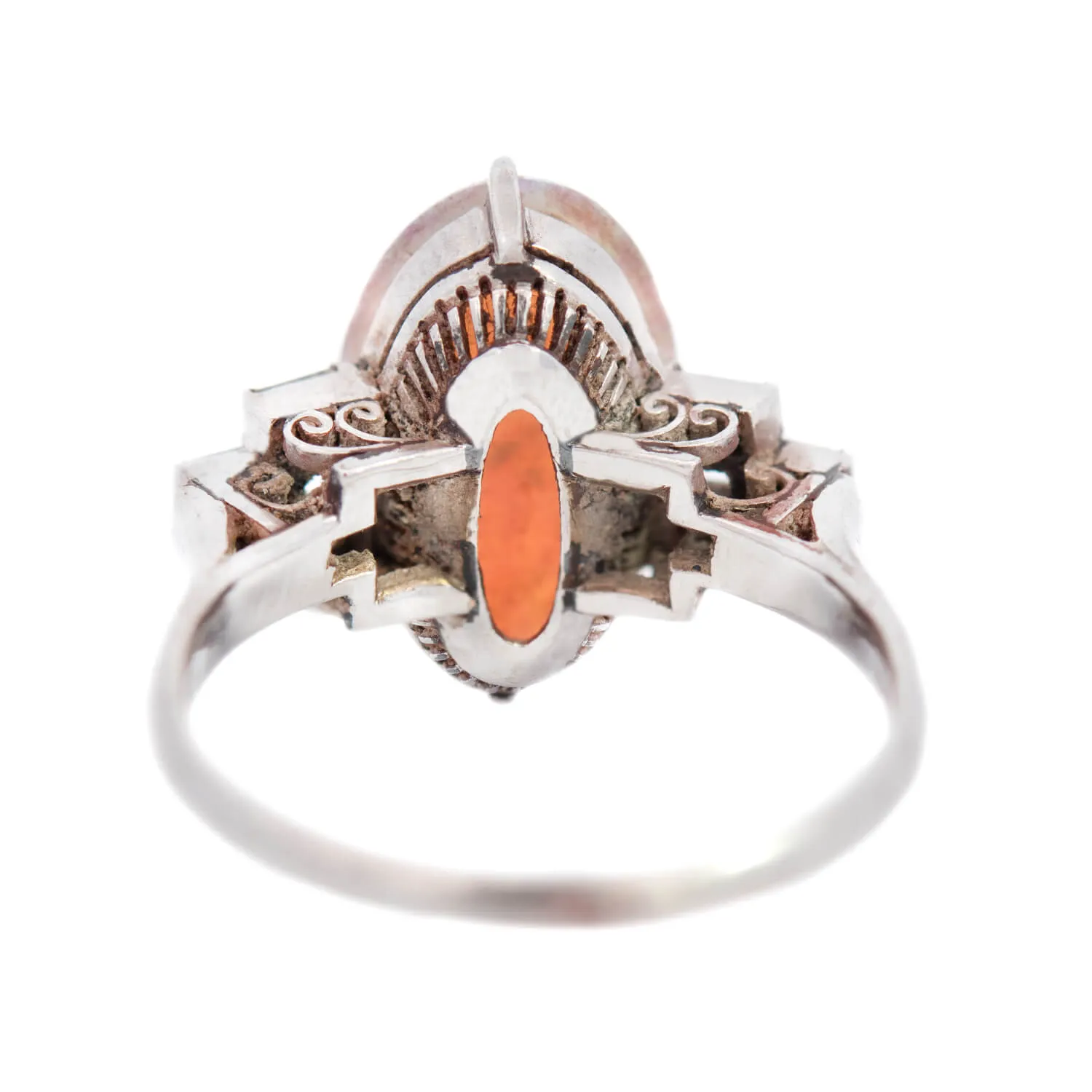 Retro Platinum Diamond & Opal Ring